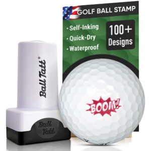 Ball Tatt self-inking golf ball stamp with Boom design imprint