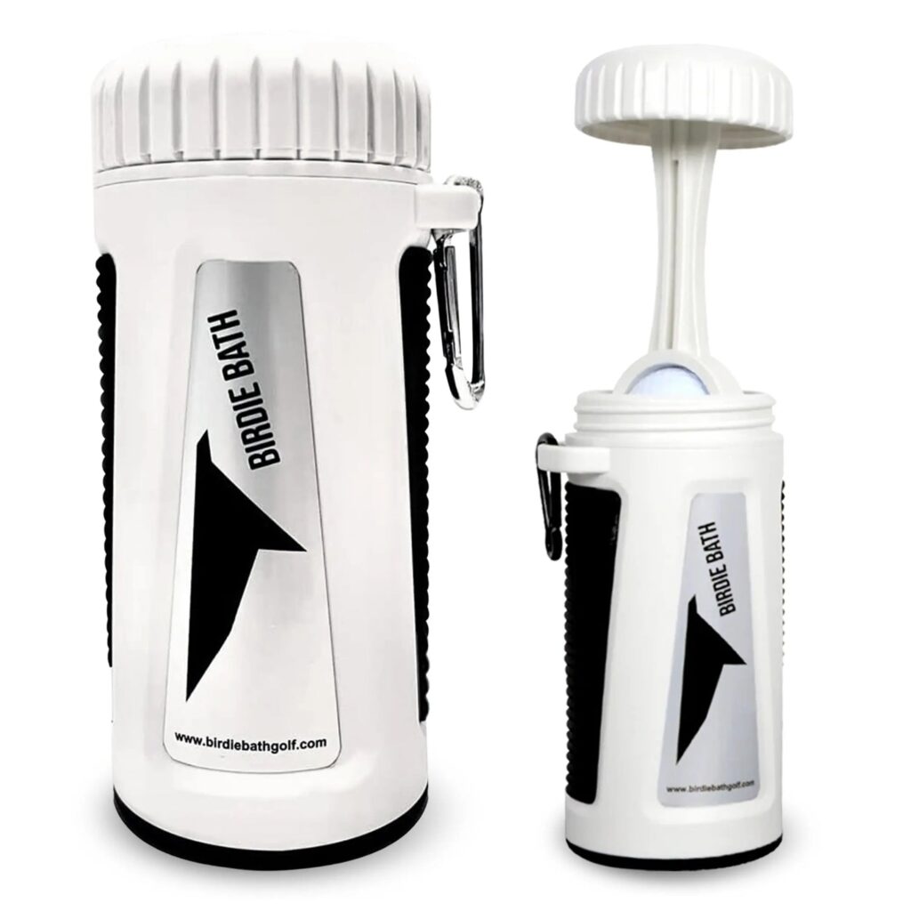 Birdie Bath personal golf ball washer with carabiner clip