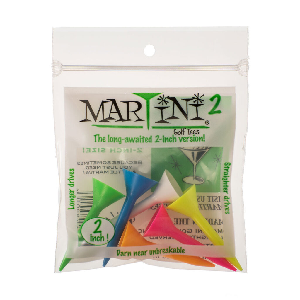 Martini Golf Tees mixed-color pack with martini-glass shaped heads